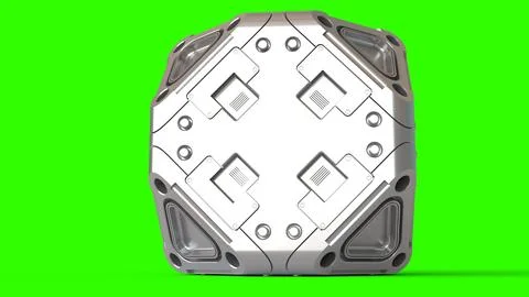 Sci-fi cube with green background Stock Illustration