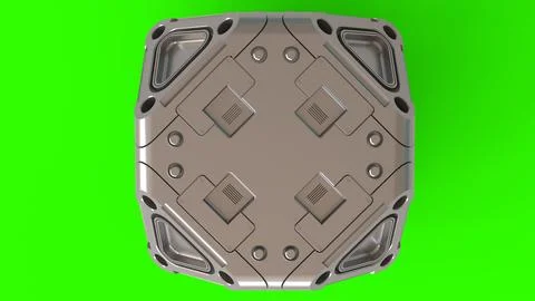 Sci-fi cube with green background Stock Illustration