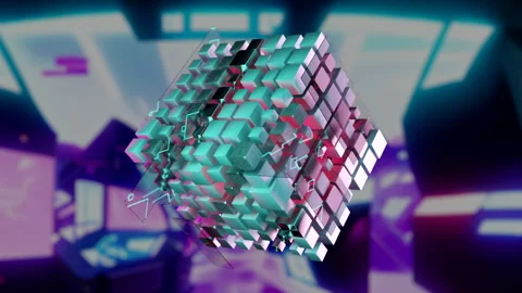 Sci-fi cube quantum computer concept. Loopable motion design. Stock Footage 252929421