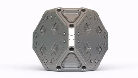 Sci-fi cube with white background Stock Illustration