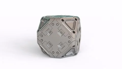 Sci-fi cube with white background Stock Illustration