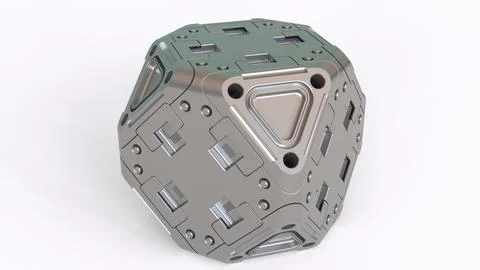 Sci-fi cube with white background Stock Illustration