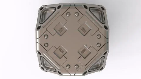 Sci-fi cube with white background Stock Illustration