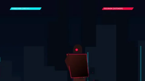 Sci-Fi Cyber Duel Between Two Futuristic Robots With Energy Beam And Shield Video stock 340752794