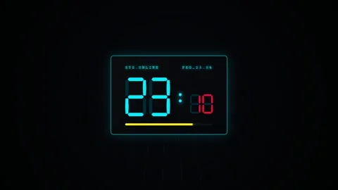Sci-Fi Cyberpunk HUD Countdown Timer 30 to 0 Seconds with Neon Digital Numbers Stock Footage 341387106
