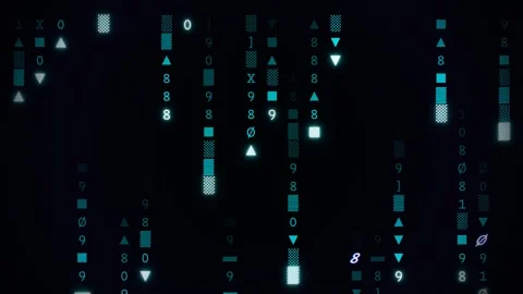 Sci-Fi Cyberpunk HUD Matrix Digital Rain Glitch Loop Stock Footage 339177340