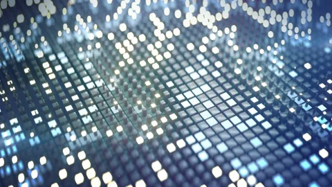 Sci-fi design with glowing cubes seamless loop 3D render animation Stock Footage 156726452