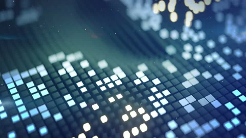 Sci-fi design with glowing cubes seamless loop 3D render animation Stock Footage 161145560