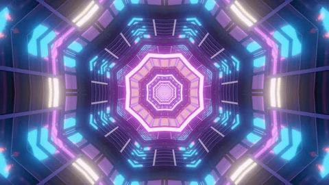 Sci fi design of luminous tunnel 3d illustration Stock Illustration