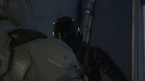 Sci-fi dialogue scene in the corridor 04 Vidéo 161233996