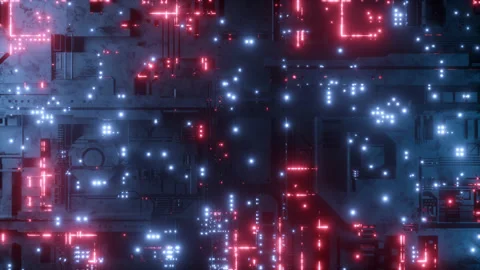 Sci-Fi Digital Glowing Circuit Backdrop Stock Footage 169493527