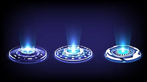 Sci-fi digital high-tech collection in glowing HUD elements. Hologram portal  Stock Illustration