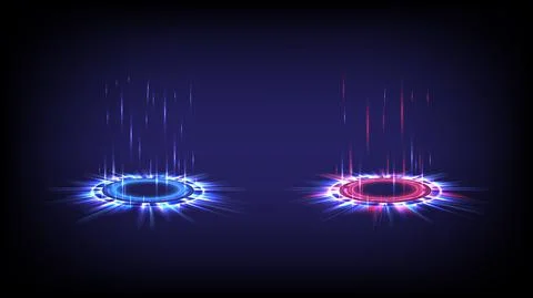 Sci-fi digital high-tech collection in glowing HUD. Hologram portal of scienc イラスト素材