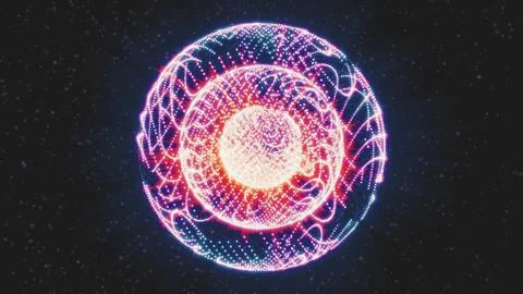 Sci-fi digital particle sphere energy reactor abstract matrix network tech Stock-Illustration