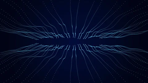 Sci-fi digital space, particles form lines and surface waves Stock Footage 341464675