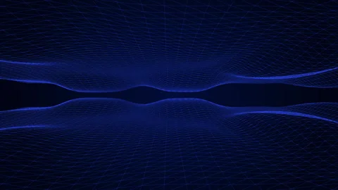 Sci-fi digital space, particles form lines and surface waves Stock Footage 341464724