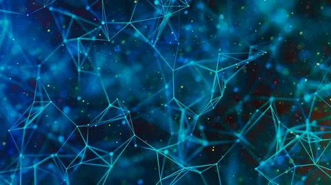 Sci-fi digital technology with line connect network and data graphic background. Stock Photos