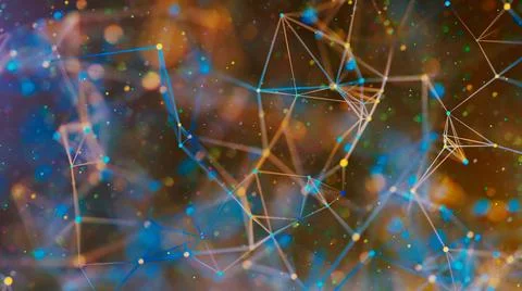 Sci-fi digital technology with line connect network and data graphic background. Stock Photos