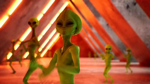 Sci-fi disco scene: aliens bring the energy Stock Footage 134986105