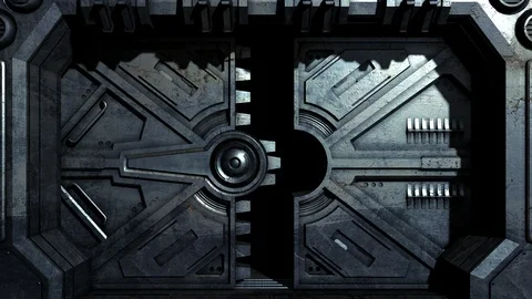 Sci-Fi Door Opening 2 Stock Footage 93949615