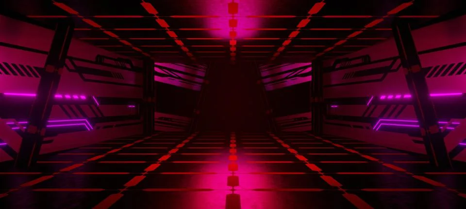 Sci-Fi Empty Hallway Corridor Room Garage Studio Dance Glowing Innovative Vib Stock Illustration