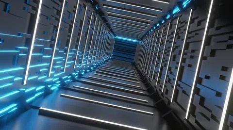 Sci-Fi Empty Tunnel Corridor 3d rendering Stock Illustration