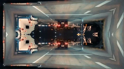 Sci-fi fantasy inception effect over highway in Germany Stock Footage 97069231