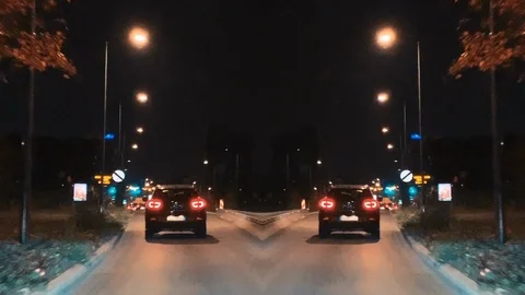 Sci-fi fantasy inception effect over highway view at the entrance to France Stock Footage 97069304