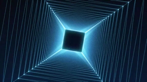Sci-fi flight through hi-tech technology tunnel. Glow line form pattern lik.. Video stock 280454476