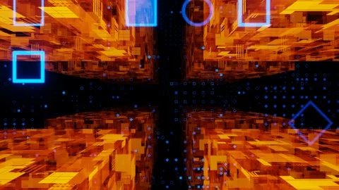 Sci-fi Fly Through Hi-Tech Technology Tunnel, 3D Loop Seamless 4K Animation Video stock 195942765
