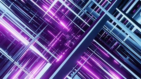 Sci-fi flying through purple spike lines. Stock Footage 166172042