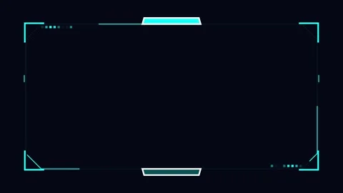 Sci-fi Frame hud futuristic digital heads-up display interface with cyan Stock Footage 345591856