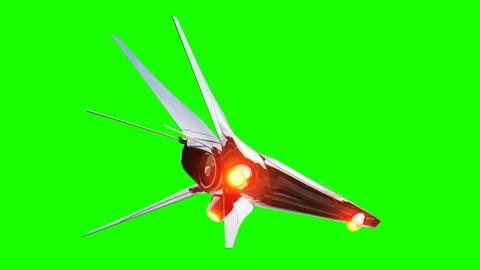 Sci fi fufturistic ship. Concept of future. Green screen. Realistic 4K animation Stockbeeldmateriaal 91079520