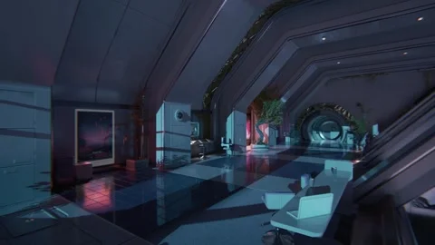 A sci-fi future inside space stations 03 Stock Footage 267987339