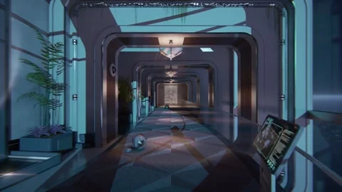 A sci-fi future inside space stations 06 Stock Footage 268002157