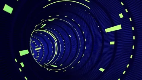 Sci fi futuristic Data Tunnel. Loop Techno HUD animation. Stock Footage 73302509