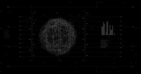 Sci-Fi Futuristic HUD User Interface with Digital Wireframe Data Sphere Stock Footage 337767284