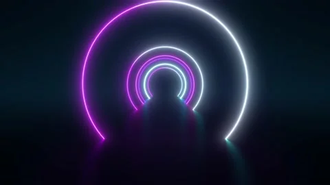 Sci-fi Futuristic Neon Endless Ring Tunnel Seamless Loop. Virtual Reality. Stock Footage 188723005
