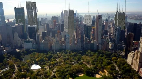 Sci Fi Futuristic Passenger Drones and Manhattan Buildings 4k Video stock 86880082