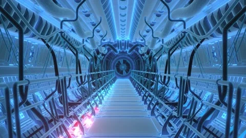 Sci Fi Futuristic Tunnel Hud Hologram Stock Footage 145280341