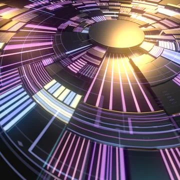 Sci fi futuristic user interface with glowing elements. 3d render Stock Illustration