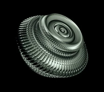 Sci-fi Gear With Overlapping Blades Isolated On Black Background Stock Illustration