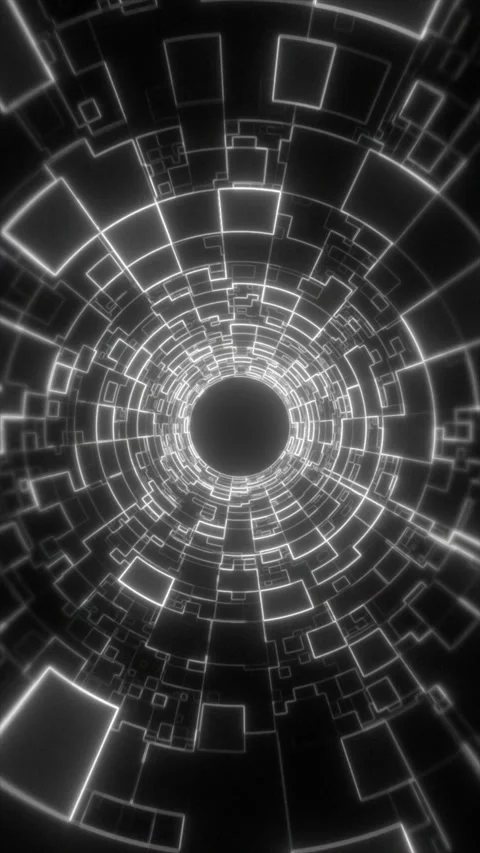 Sci-Fi Geometric Grid Tunnel Zoom Vertical Loop Stock Footage 337776299