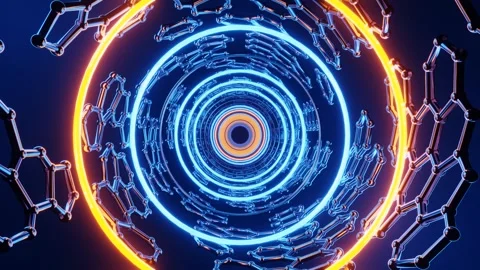 Sci-Fi Glowing Circle Tunnel Animation Video stock 322056146