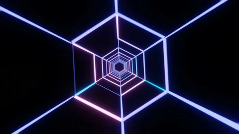 Sci-Fi glowing geometric flight. Looped. Video stock 219508583