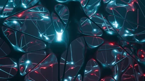 Sci-Fi Glowing Mercury Nerve Cells Render Stock Footage 324553003
