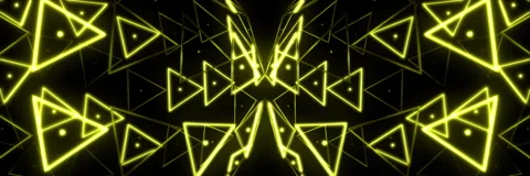 Sci-Fi Glowing Yellow Triangle Perspective VJ Loop Stock Footage 340980187