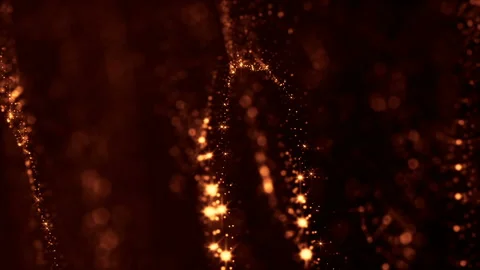 Sci-fi gold background of luminous particles that form curves, surfaces, complex Stock Footage 110521563