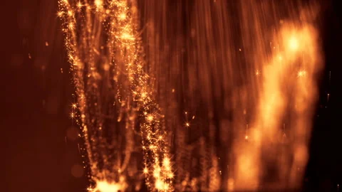 Sci-fi gold background of luminous particles that form curves, surfaces, complex Stock Footage 110525627