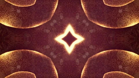 Sci-fi gold background of luminous particles that form curves, surfaces, complex Stock Footage 110527454